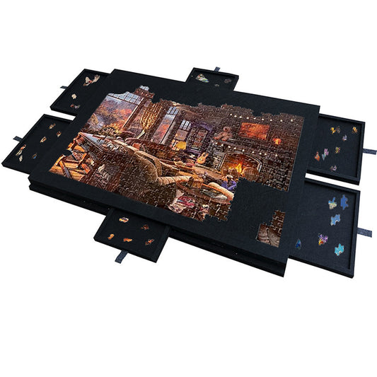 Knitpuzzle 1500-Piece Puzzle Felt Portable Tilt Puzzle Board - With Drawers, 6-In-1 Design Puzzle Table For Easy Puzzle Space Storage