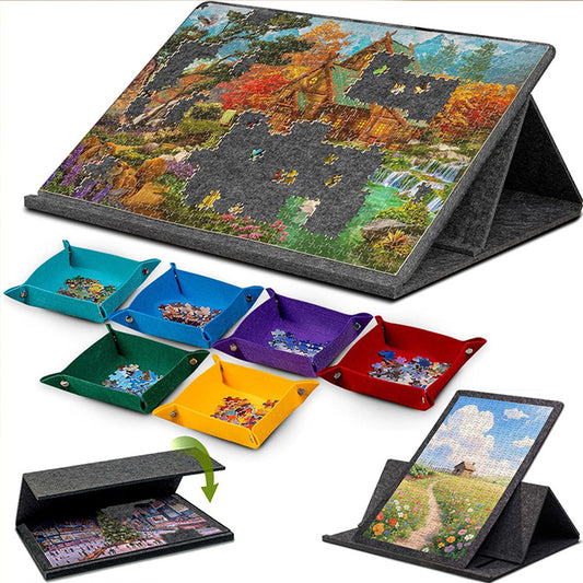 Knitpuzzle All-in-One Puzzle Table | 3-Angle Adjustable Stand, Felt Board, 4 Drawers & Cover