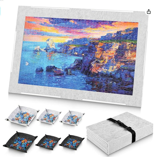 Knitpuzzle Fold & Store Puzzle Mat with 6 Sorting Trays | The Ultimate Portable Jigsaw Puzzle Organizer
